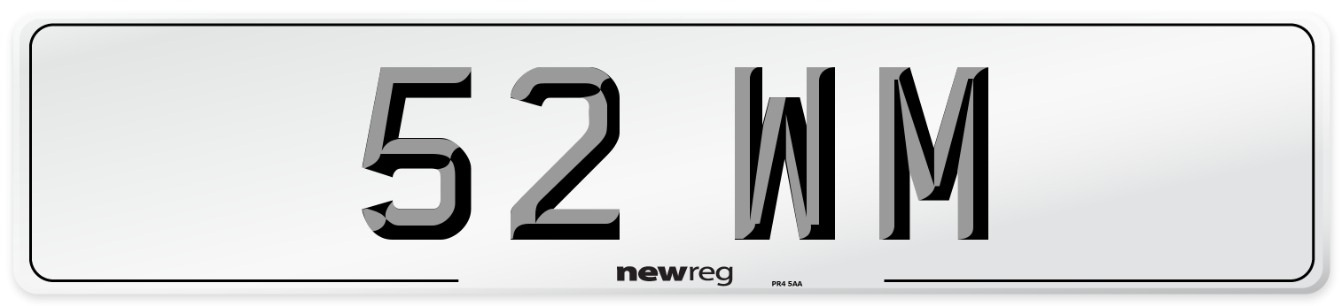 52 WM Front Number Plate