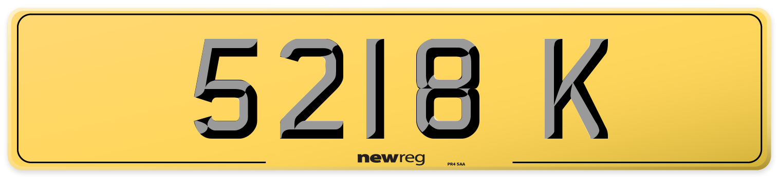 5218 K Rear Number Plate