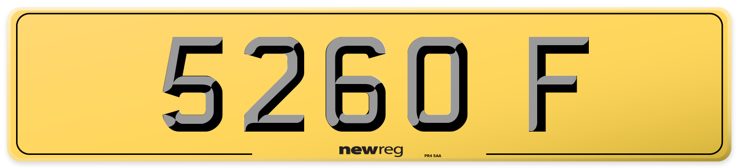 5260 F Rear Number Plate