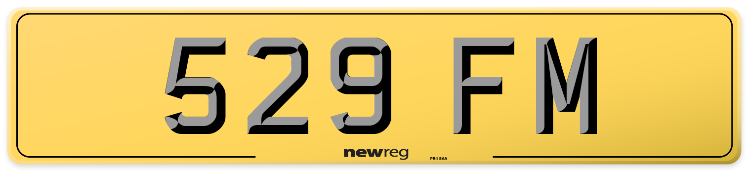 529 FM Rear Number Plate