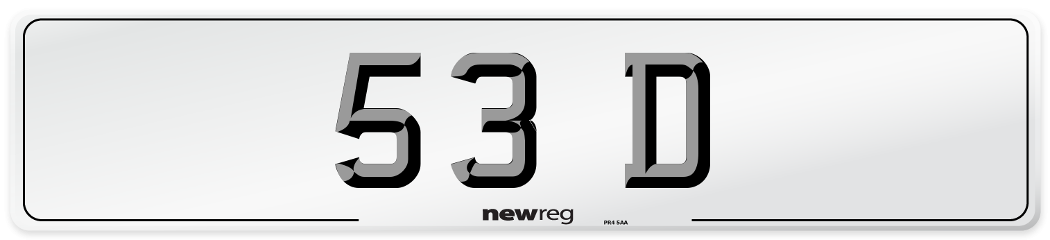 53 D Front Number Plate