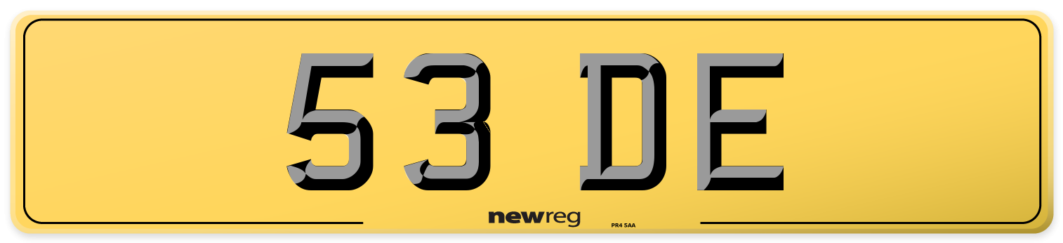 53 DE Rear Number Plate