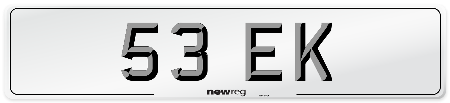 53 EK Front Number Plate