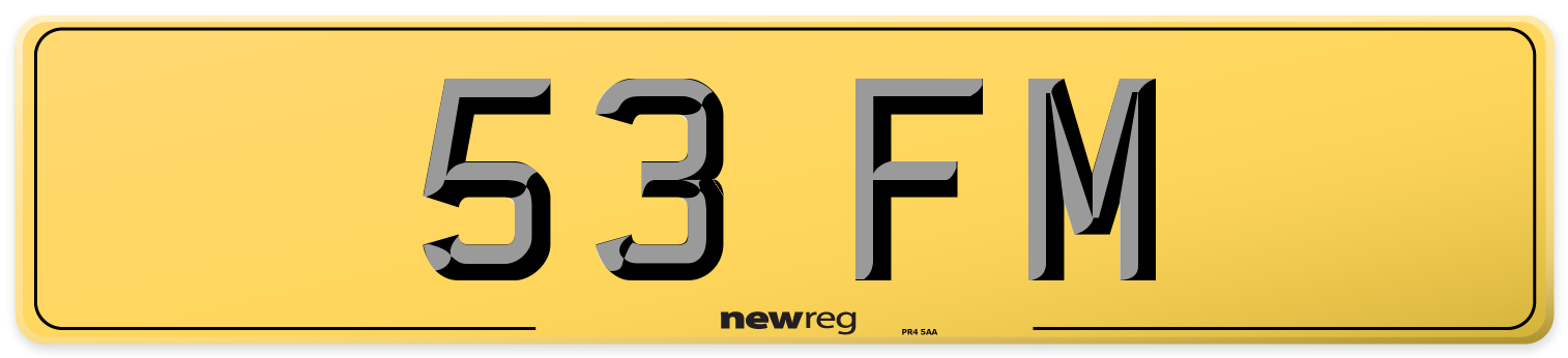 53 FM Rear Number Plate