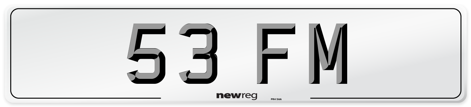 53 FM Front Number Plate