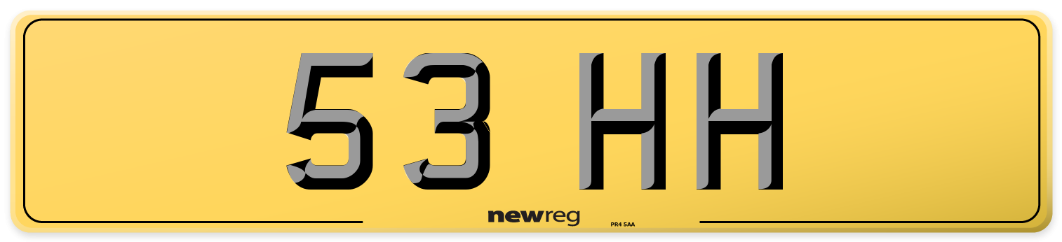 53 HH Rear Number Plate