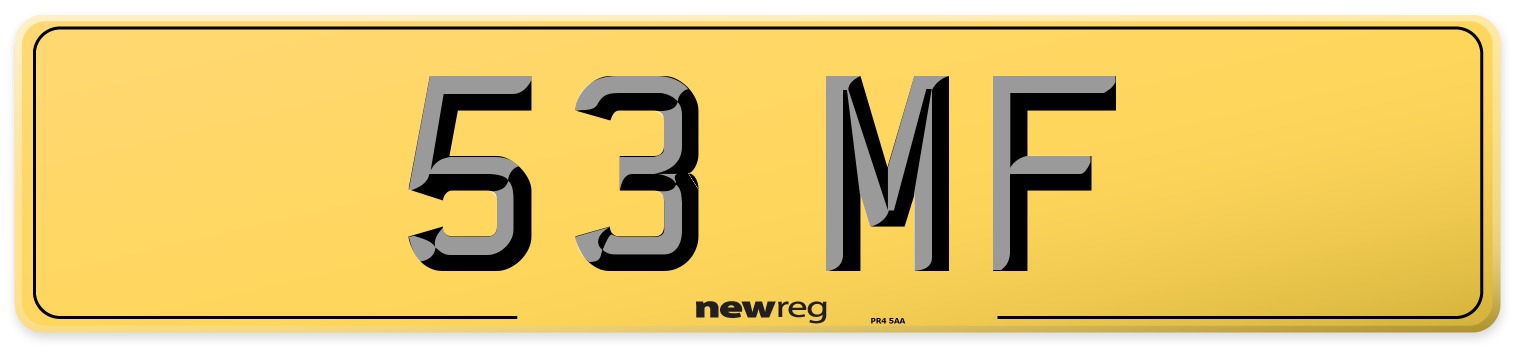 53 MF Rear Number Plate