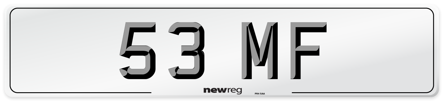 53 MF Front Number Plate