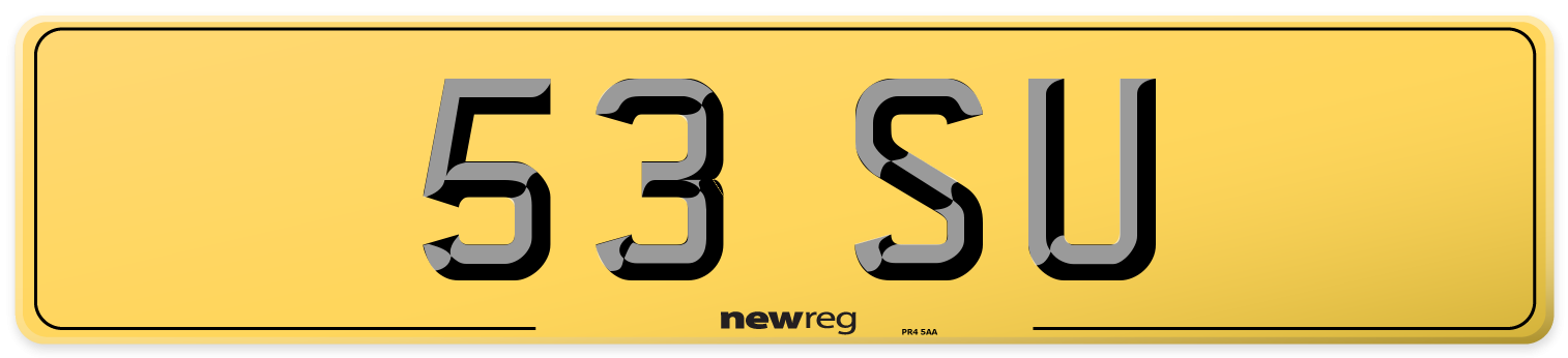 53 SU Rear Number Plate