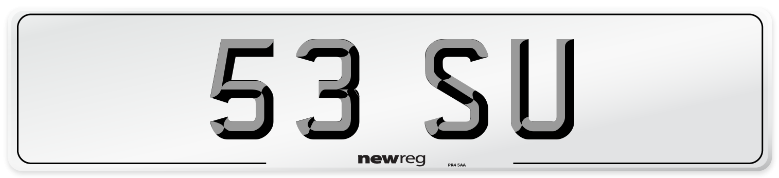 53 SU Front Number Plate