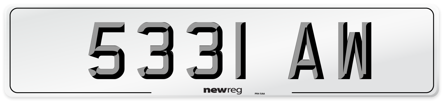 5331 AW Front Number Plate