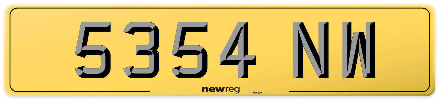 5354 NW Rear Number Plate