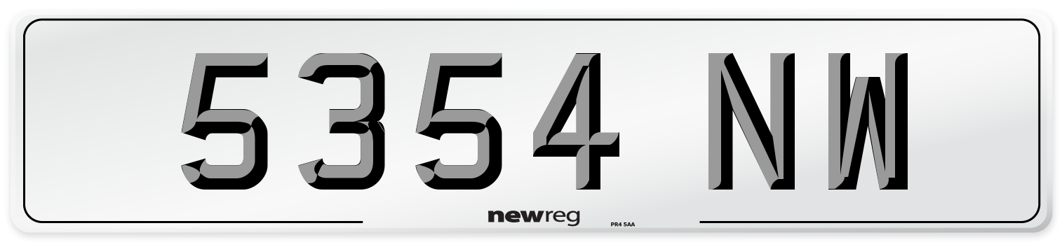 5354 NW Front Number Plate