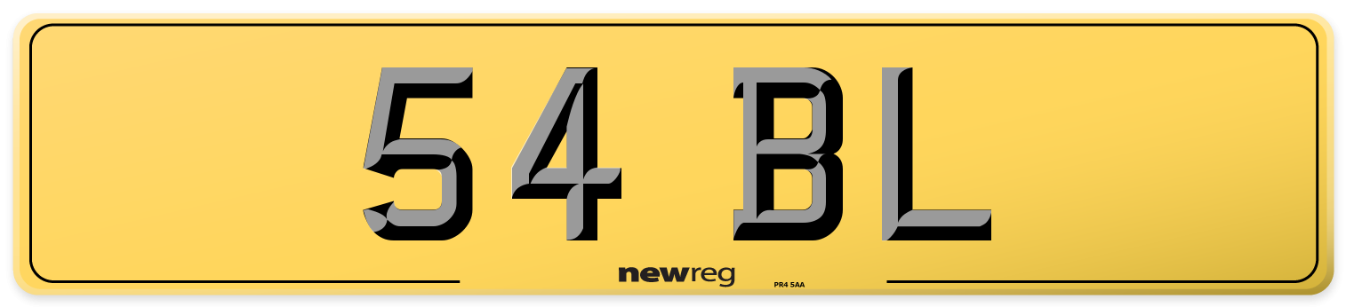 54 BL Rear Number Plate