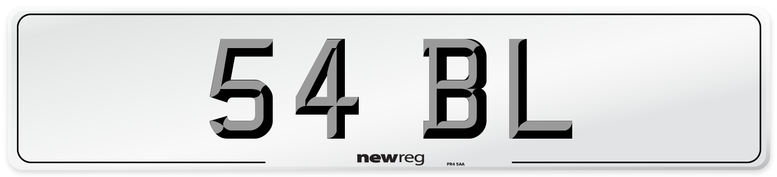 54 BL Front Number Plate
