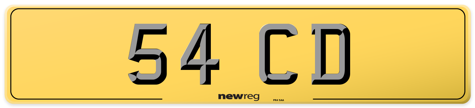 54 CD Rear Number Plate