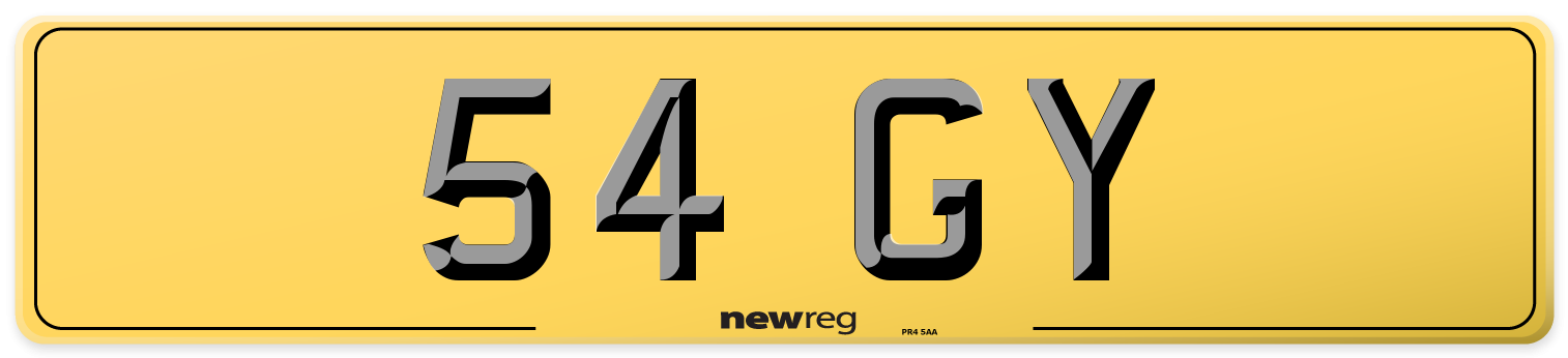 54 GY Rear Number Plate