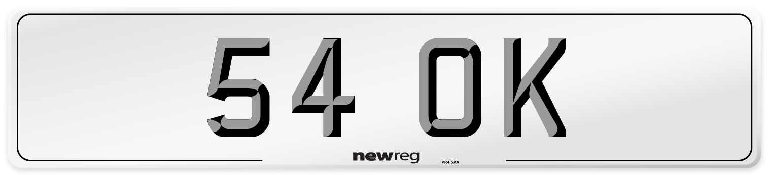 54 OK Front Number Plate