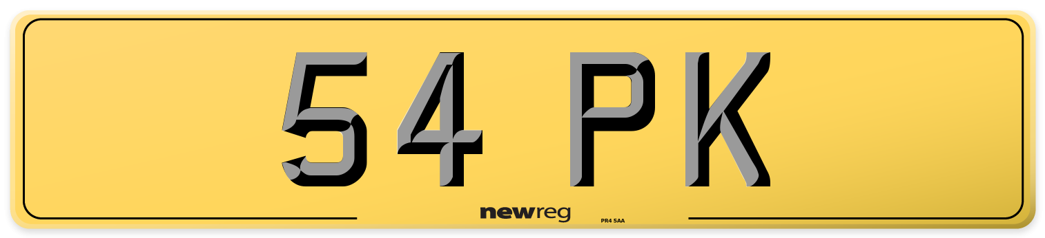 54 PK Rear Number Plate