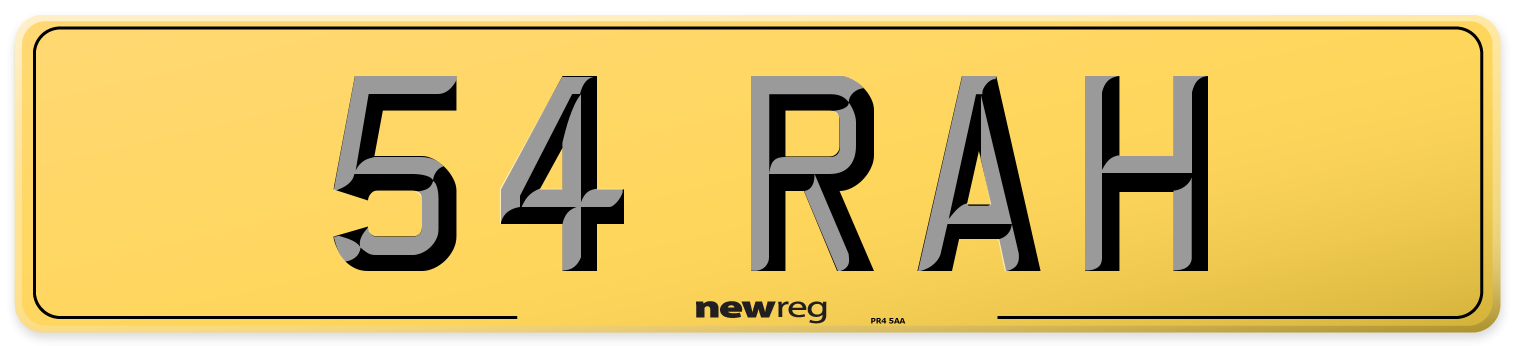 54 RAH Rear Number Plate