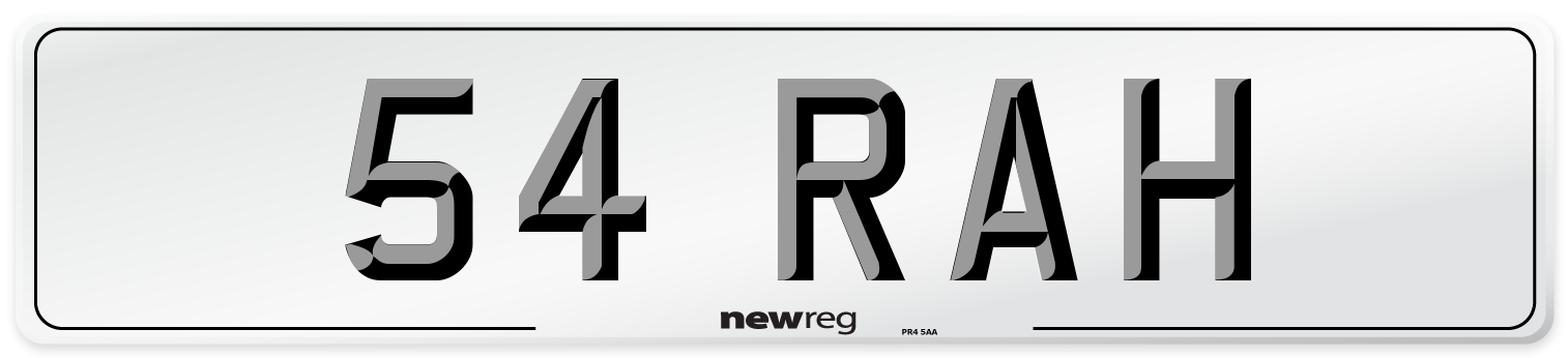 54 RAH Front Number Plate
