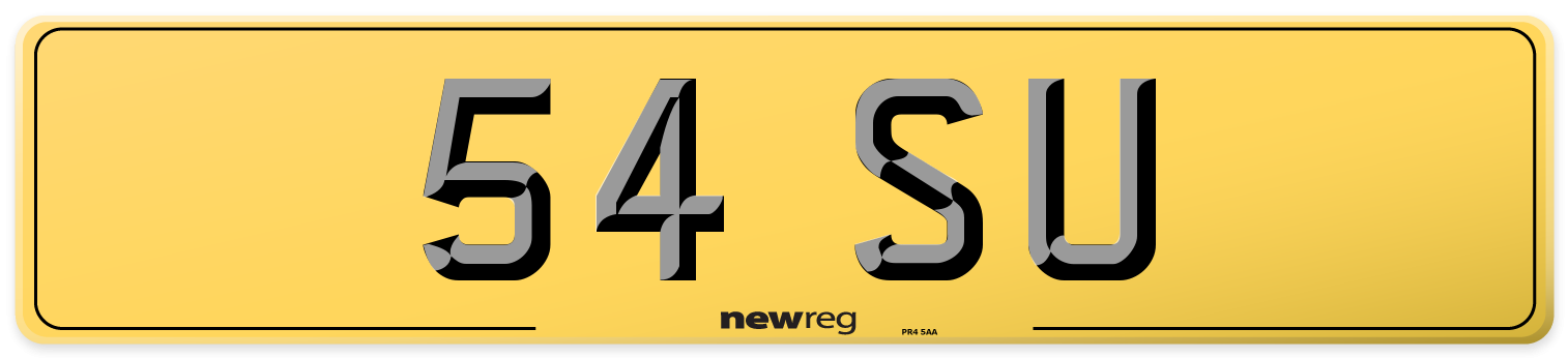 54 SU Rear Number Plate