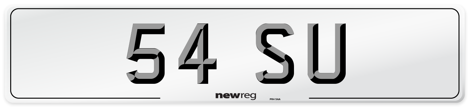 54 SU Front Number Plate