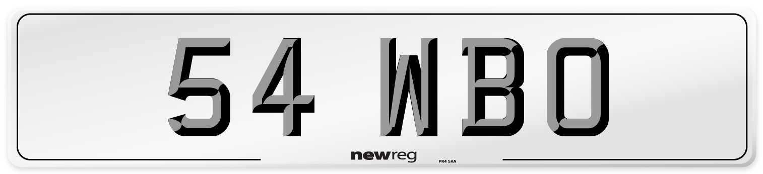 54 WBO Front Number Plate
