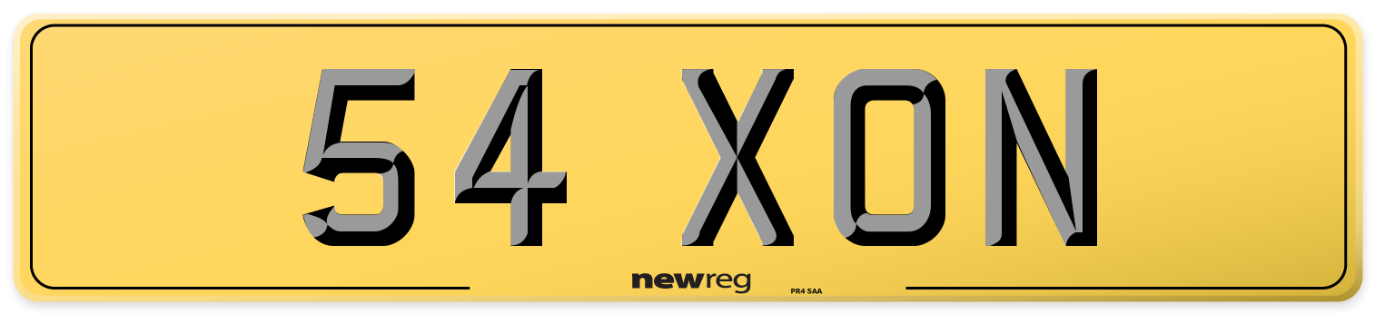 54 XON Rear Number Plate