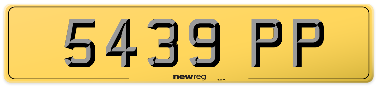 5439 PP Rear Number Plate