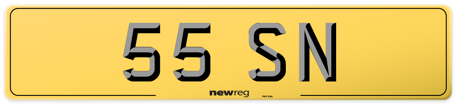55 SN Rear Number Plate