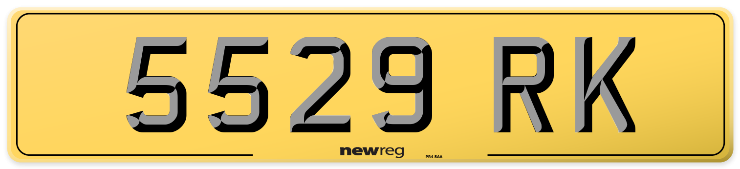 5529 RK Rear Number Plate