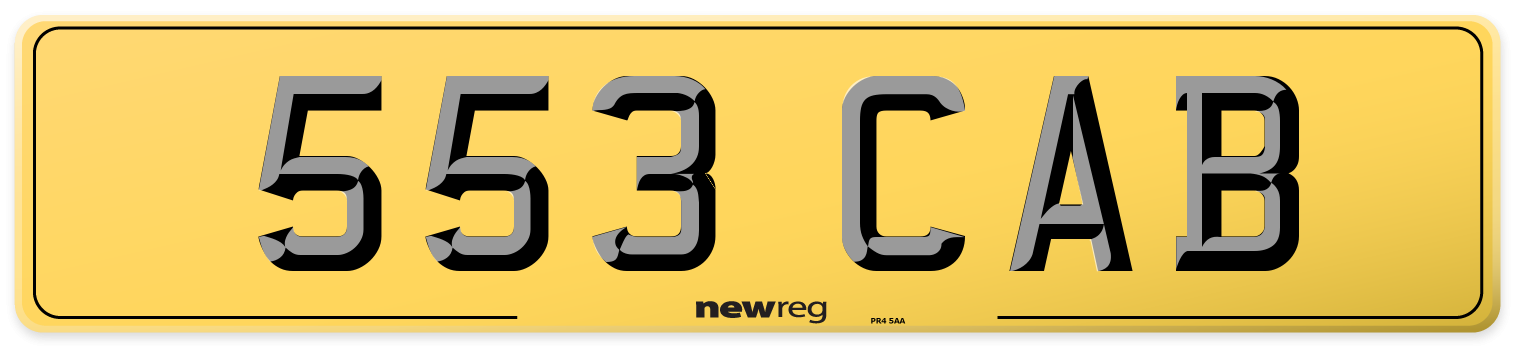 553 CAB Rear Number Plate