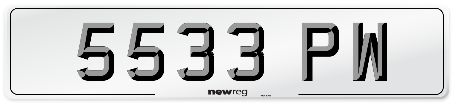 5533 PW Front Number Plate