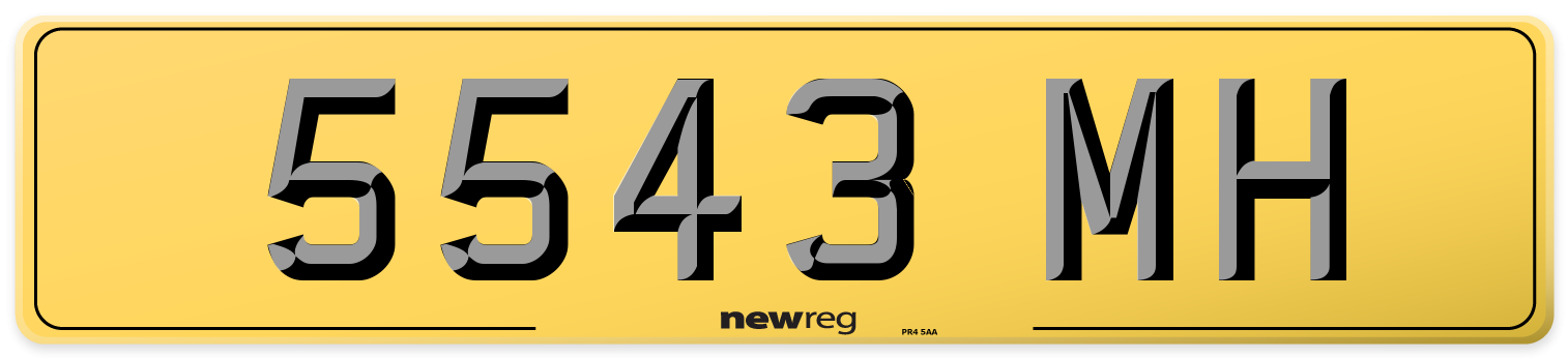 5543 MH Rear Number Plate
