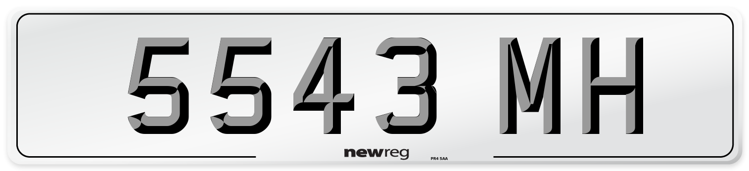 5543 MH Front Number Plate