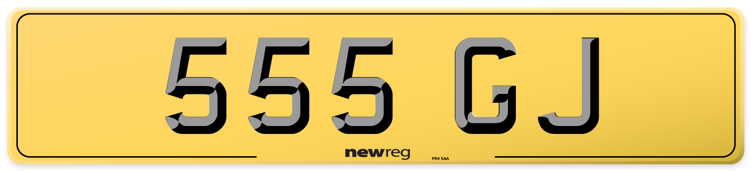 555 GJ Rear Number Plate