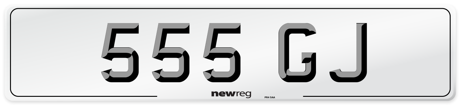 555 GJ Front Number Plate