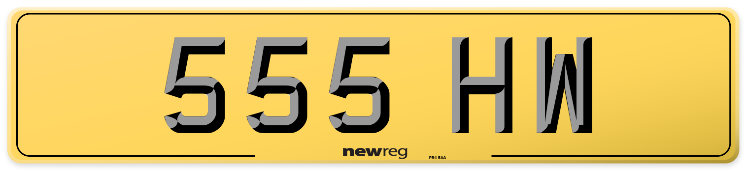 555 HW Rear Number Plate