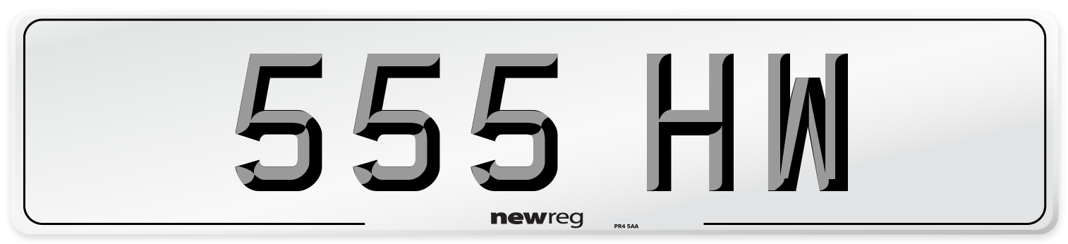 555 HW Front Number Plate