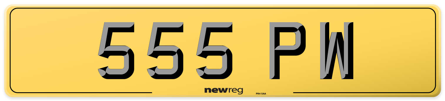 555 PW Rear Number Plate