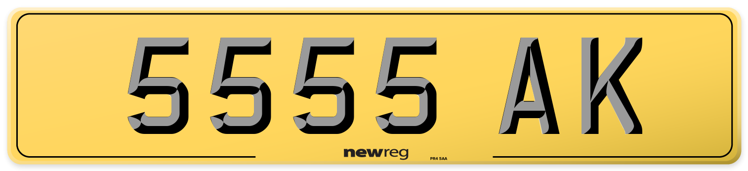 5555 AK Rear Number Plate