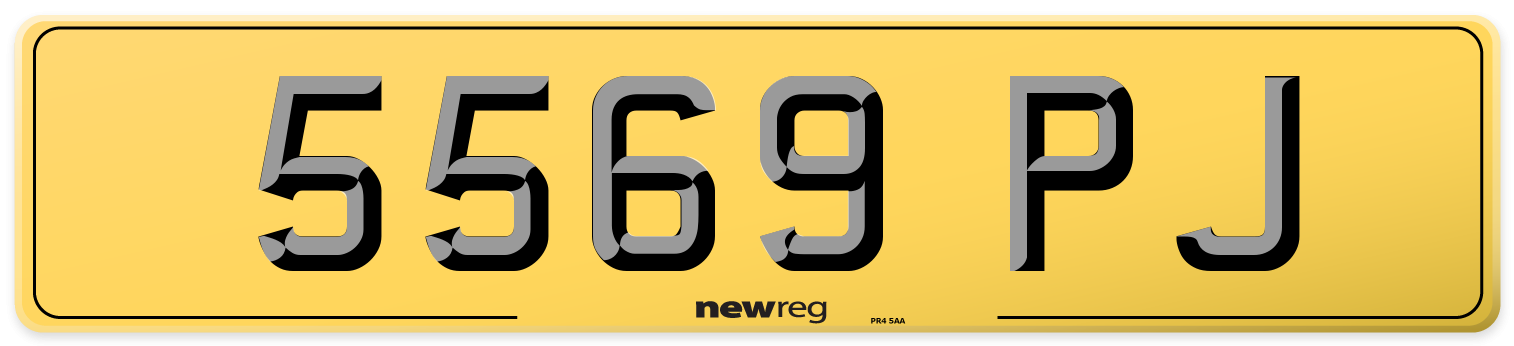 5569 PJ Rear Number Plate