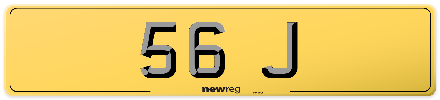 56 J Rear Number Plate