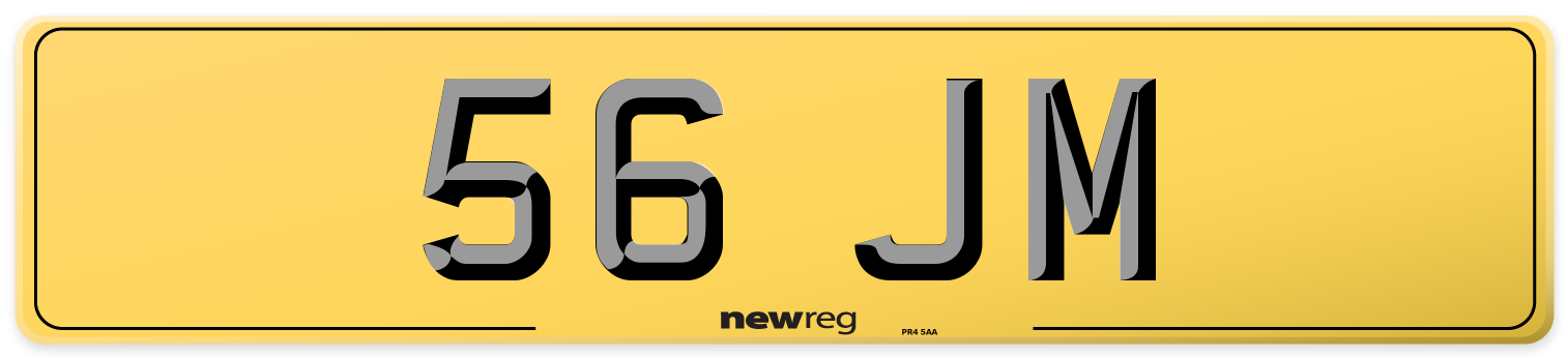 56 JM Rear Number Plate