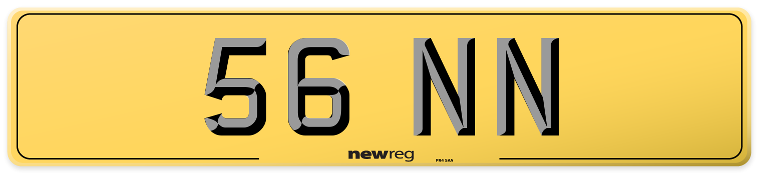 56 NN Rear Number Plate