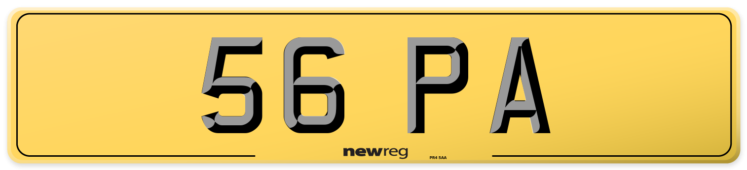 56 PA Rear Number Plate