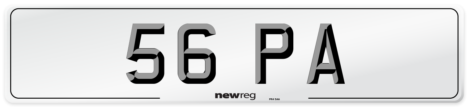 56 PA Front Number Plate