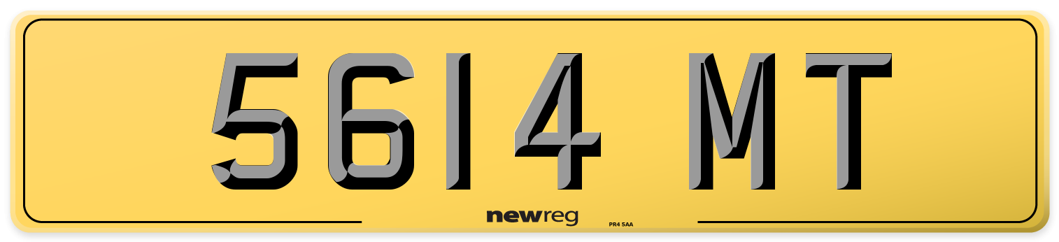 5614 MT Rear Number Plate