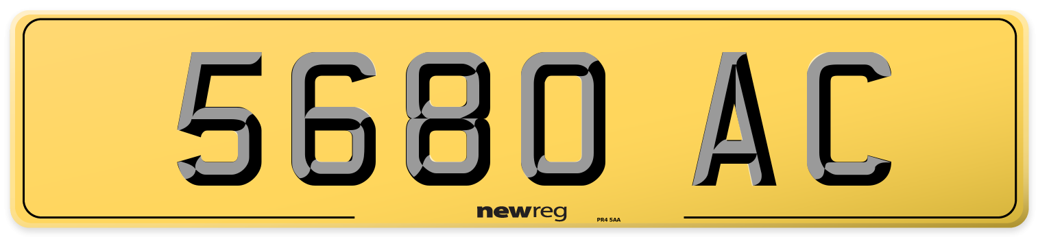 5680 AC Rear Number Plate